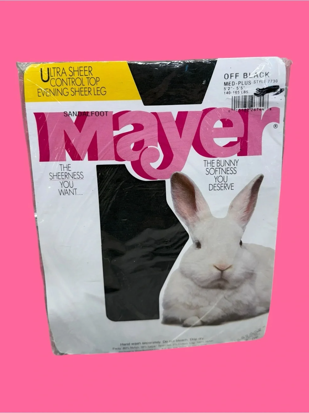 Vintage Mayer Ultra Sheer Control Top Pantyhose Off Black Medium Plus
